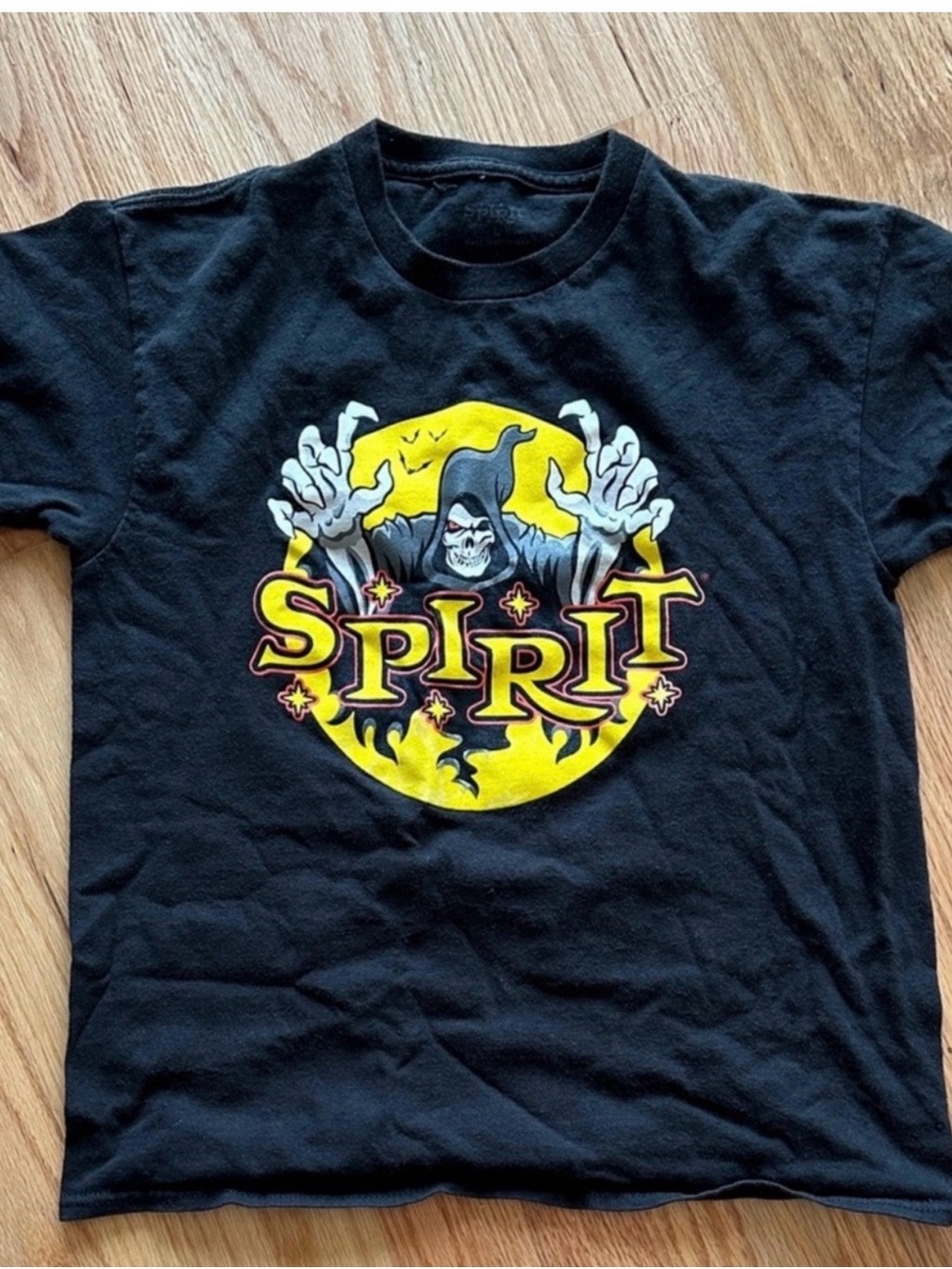 Spirit Black Kids Halloween Graphic Tee with Yellow Moon
